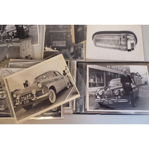 21 - A miscellany of 1950s monochrome photographs, mainly motor related, including Trico promotional imag... 