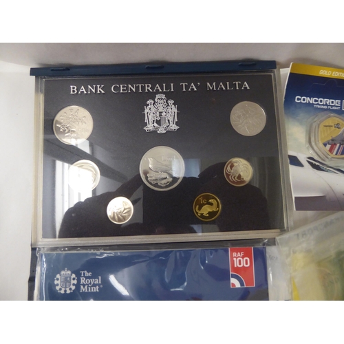 212 - Uncollated coins: to include RAF issues from the Royal Mint; and 1986 Central Bank of Malta proof se... 