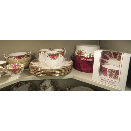 214 - Royal Albert bone china (some seconds) Old Country Rose pattern tableware, some still mint  boxed; a... 