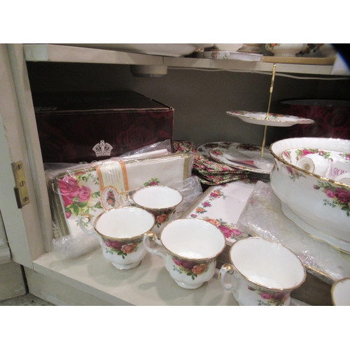 214 - Royal Albert bone china (some seconds) Old Country Rose pattern tableware, some still mint  boxed; a... 