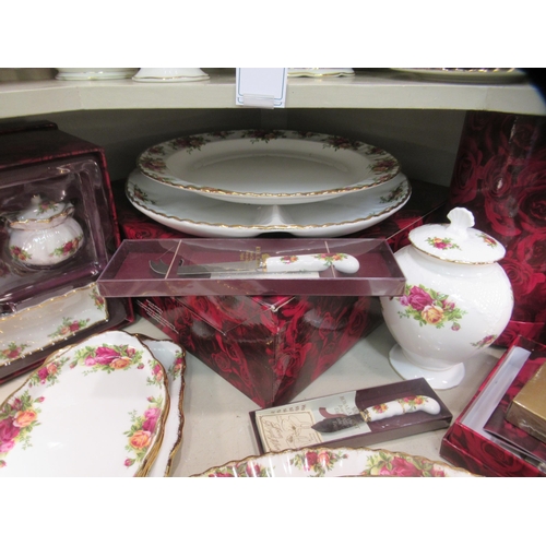 214 - Royal Albert bone china (some seconds) Old Country Rose pattern tableware, some still mint  boxed; a... 