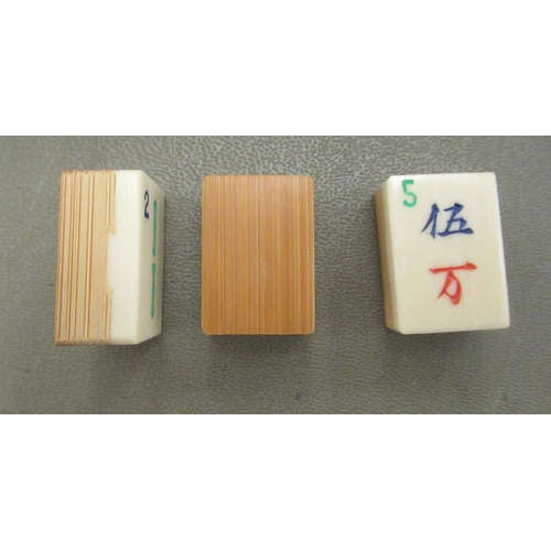 227 - Two fruitwood cased mah-jong sets with resin tiles