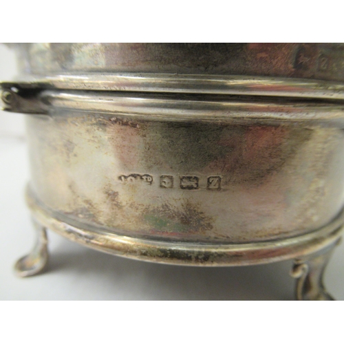 250 - A silver ring box with a piecrust design, hinged lid, on splayed feet  Birmingham 1924  4