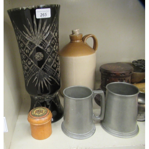 265 - A mixed lot: to include a two tone stoneware flagon; and a Bohemian glass vase  14