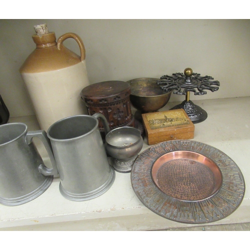 265 - A mixed lot: to include a two tone stoneware flagon; and a Bohemian glass vase  14