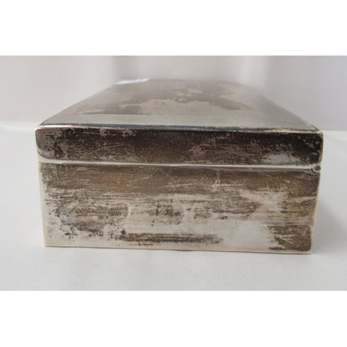 267 - A silver cigarette box with a cedar lining  Birmingham 1966  6.5