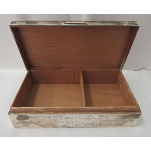 267 - A silver cigarette box with a cedar lining  Birmingham 1966  6.5