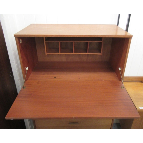 270 - A twin section Ladderax style living room unit with a fall flap cupboard, over a bank of three drawe... 