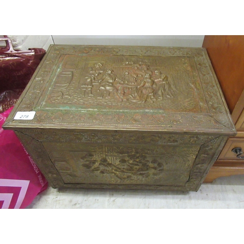 278 - A mixed lot: to include an early/mid 20thC pressed brass covered coal box  13