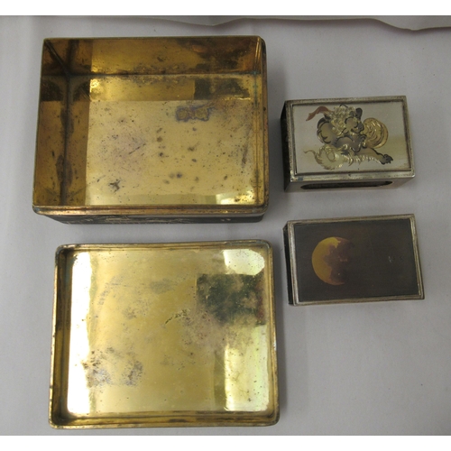 3 - 20thC gilt and black metal collectables: to include a cigarette box, decorated with flora  4