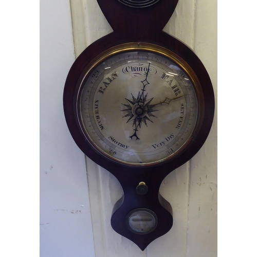 307 - An early 19thC rosewood barometer with a silvered Arabic dial  37