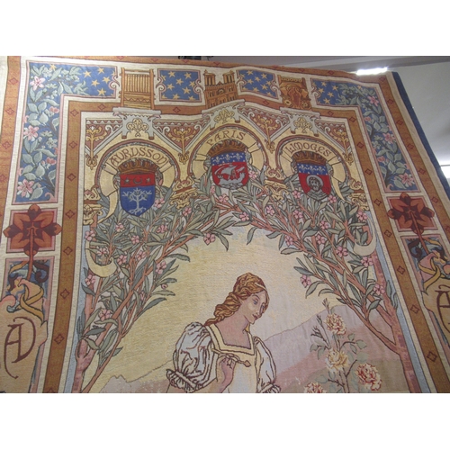 328 - A Flanders Tapesties wall hanging, a maiden in a garden setting  82