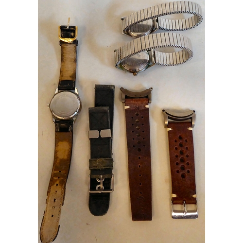 47 - Three various wristwatches and two straps: to include an Hy Moser & Cie stainless steel cased ex... 