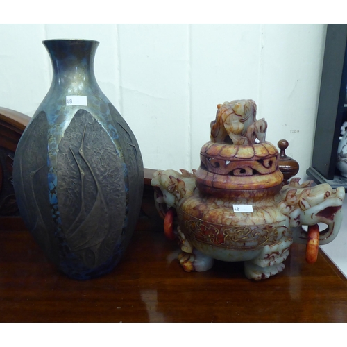 48 - Chinese collectables: to include a jade effect vase and cover with dragon handles  10