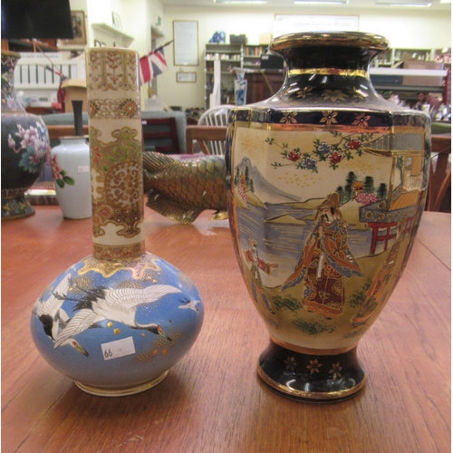 66 - Japanese ceramics: to include a Satsuma earthenware vase, decorated with a figure in battle  8