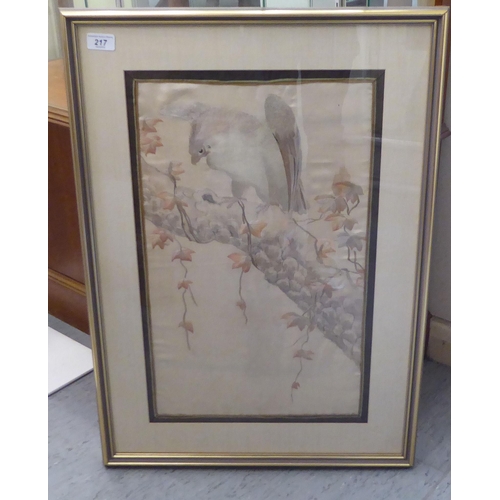 71 - A Japanese silk tapestry picture, featuring a bird of prey  21