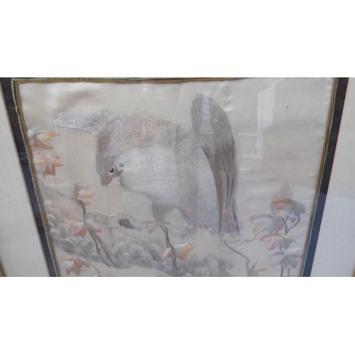 71 - A Japanese silk tapestry picture, featuring a bird of prey  21