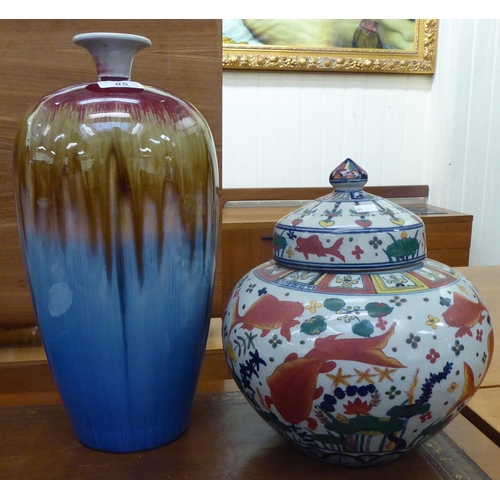 85 - Chinese ceramics: to include a 20thC streaky glazed porcelain vase of baluster form  10