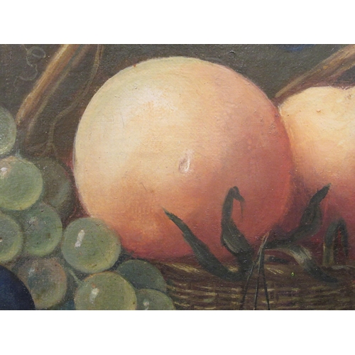 86 - Late 19th/early 20thC British School - a still life study, soft fruit on a table  oil on canvas... 