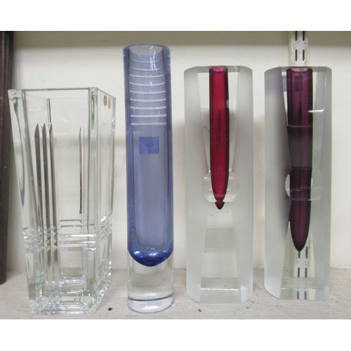 64 - Glassware: to include two similar Pavel Stejskal vases of cut cylindrical form  11