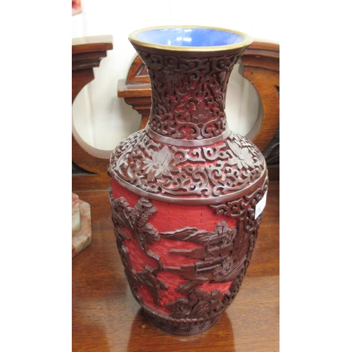 114 - Oriental collectables: to include a Chinese bronze vase, decorated with birds  6