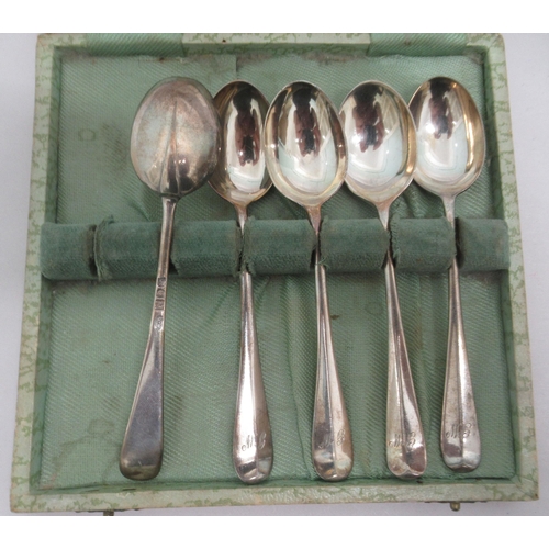 101 - Silver and silver plated tableware: to include a set of six bean terminal coffee spoons  Birmingham ... 