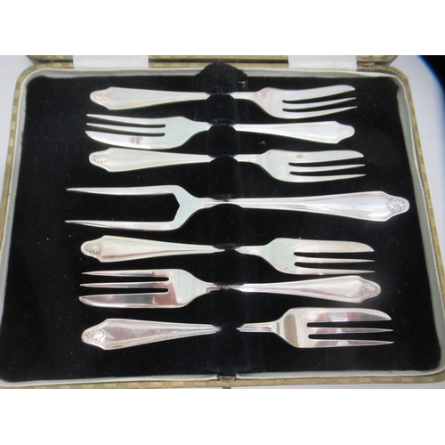 101 - Silver and silver plated tableware: to include a set of six bean terminal coffee spoons  Birmingham ... 