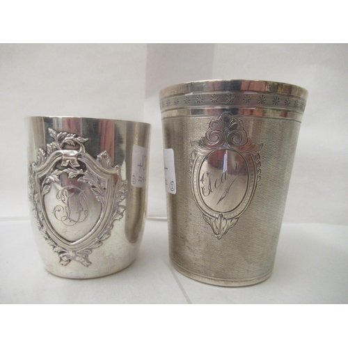104 - Two late 19thC Continental silver beakers, each bearing an impressed mark&nbsp;