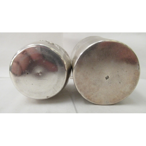 104 - Two late 19thC Continental silver beakers, each bearing an impressed mark&nbsp;