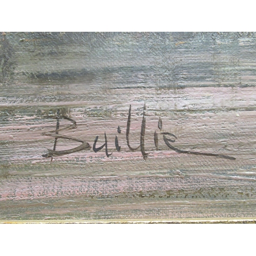 108 - Baillie - a European shoreline scene with a Cathedral in the background&nbsp; oil on canvas&nbsp; be... 