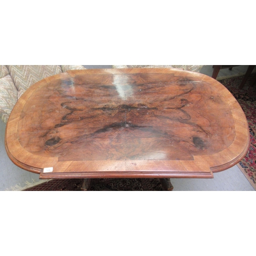 109 - A late Victorian crossbanded mahogany centre table, the top with a moulded breakfront edge, raised o... 