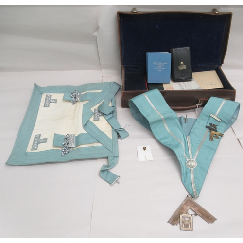 110 - Masonic related collectables: to include a 9ct gold pin; ephemera and badges&nbsp;