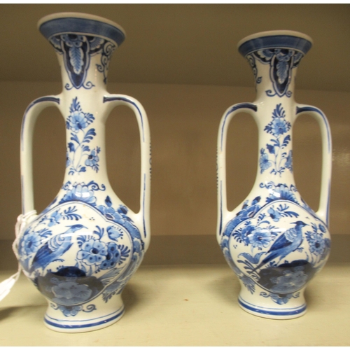 114 - A pair of modern Delft china vases, replicating early 18thC designs, in blue and white  6