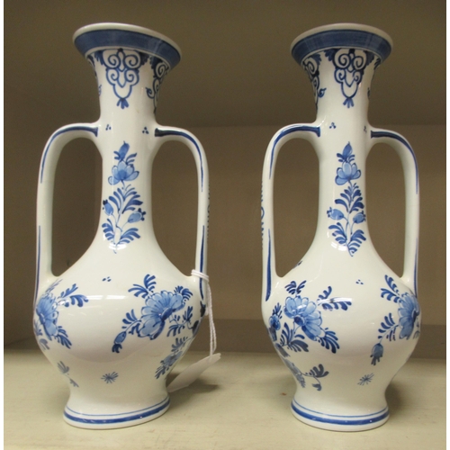 114 - A pair of modern Delft china vases, replicating early 18thC designs, in blue and white  6