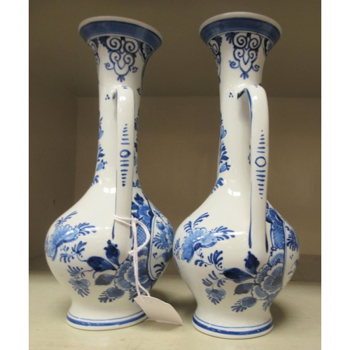 114 - A pair of modern Delft china vases, replicating early 18thC designs, in blue and white  6