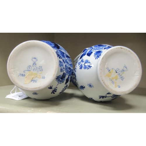 114 - A pair of modern Delft china vases, replicating early 18thC designs, in blue and white  6