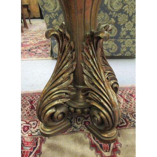 118 - A modern antique finished composition pedestal centre table, the overpainted and partially mirrored ... 