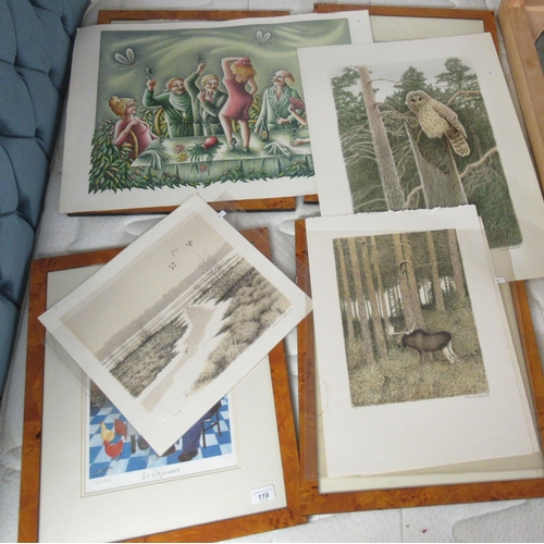 119 - Limited Edition prints: to include MM Loxton - a French cafe scene&nbsp; 700/1950&nbsp; bears a penc... 