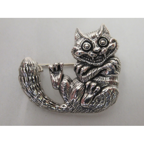 182 - A Sterling silver Cheshire Cat brooch&nbsp;