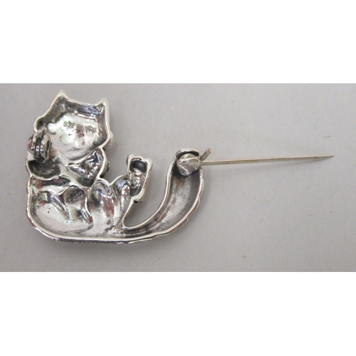 182 - A Sterling silver Cheshire Cat brooch&nbsp;