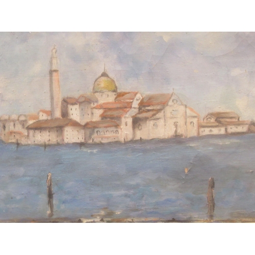 192 - Attributed to Margaret D Wilson - a Venetian scene with a canal in the foreground  oil on board  11