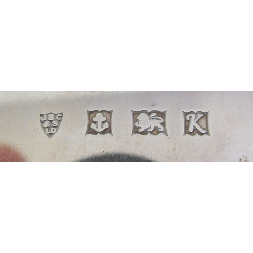 193 - A Georgian style silver waiter with a raised and decoratively cast piecrust border, elevated on scro... 