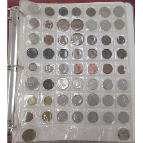 205 - An uncollated collection of British and other coins, mainly 20thC: to include shilling pieces&nbsp;