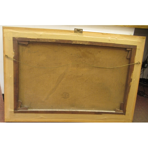 210 - In the manner of Edward O'Bowley - cattle grazing in a mountainous and wooded riverscape  oil on can... 