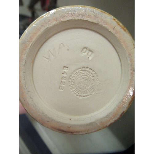 220 - A Royal Doulton green and blue glazed stoneware vase of baluster form, decorated with moulded floral... 