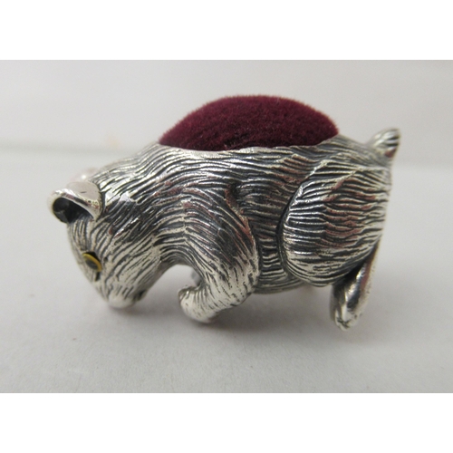 230 - A Sterling silver novelty pin cushion, fashioned as a guinea pig&nbsp;