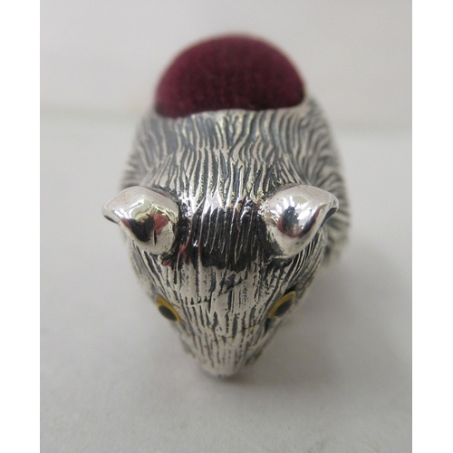 230 - A Sterling silver novelty pin cushion, fashioned as a guinea pig&nbsp;