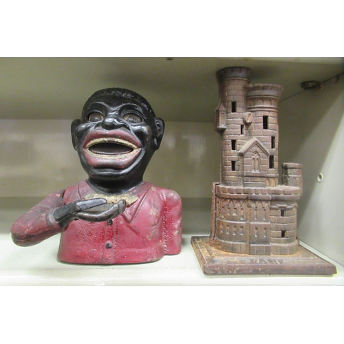 351 - A US made novelty money bank, in the form of the head and shoulders of a black man with an articulat... 