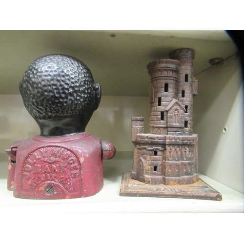 351 - A US made novelty money bank, in the form of the head and shoulders of a black man with an articulat... 