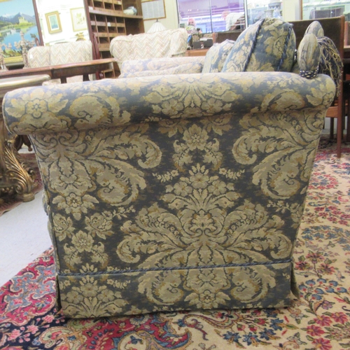 57 - A Kintore 80 Knole two person settee, cushioned upholstered in Greensmith foliate pattern fabric